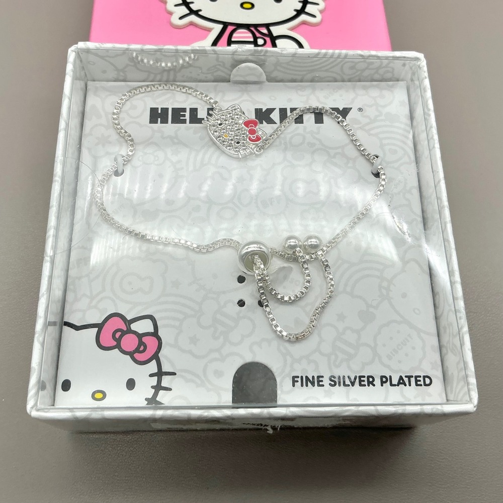 Hello Kitty Bracelet Women Silver Plated Crystal Bolo Adjustable Fashion Jewelry - Picture 3 of 7